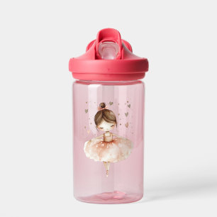 Bouteille D'eau Cute Ballerina Ballet Danse Amour Coeurs Aquarelle