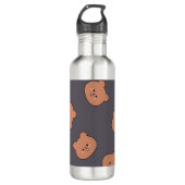 Bouteille D'eau Cute Brown Teddy Bear Face Pattern Dark Blue (Devant)
