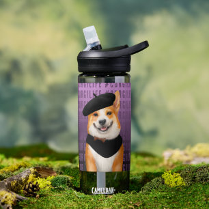 Bouteille D'eau Cute Chic Corgi Chien Portant Beret & Bandana