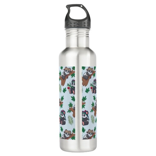 Bouteille D'eau Cute Chinese Pandas Pattern Monogram (Dos)