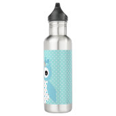 Bouteille D'eau Cute Dotty Blue Owl Art Personnalisé (Droite)