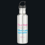 Bouteille D'eau Cute Doula Superhero<br><div class="desc">Un beau cadeau de bouteille d'eau doula personnalisée qui dit que je suis un Doula,  Qu'est-ce que votre superpuissance? Ce joli cadeau présente une écriture rose et turquoise avec une floraison argentée pour un parfum très simple pour une aide naturelle à l'accouchement.</div>