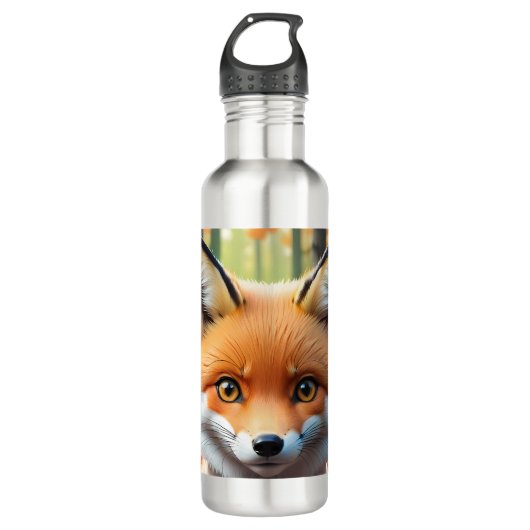 Bouteille D'eau Cute Fox avec arc vert et rose (Devant)