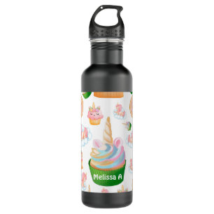Bouteille D'eau Cute Girl Rose Green Cupcake Unicorn 