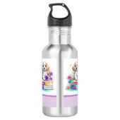 Bouteille D'eau Cute Girly Chiot Livres & Fleurs (Dos)