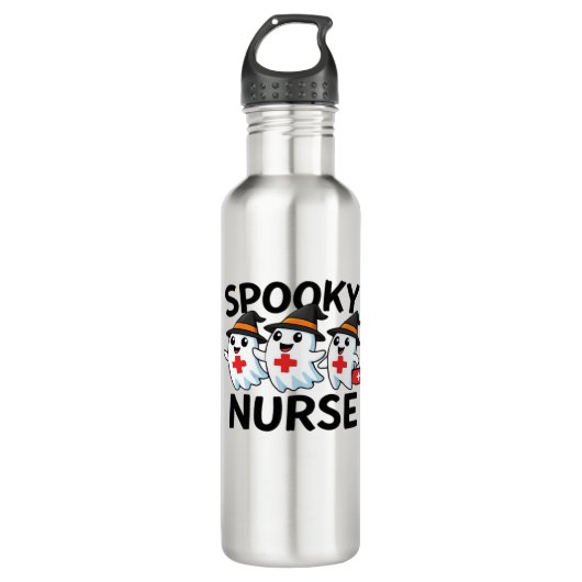 Bouteille D'eau Cute Halloween Nurse Ghosts Cartoon classique T-Sh (Devant)