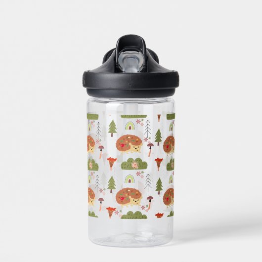 Bouteille D'eau Cute Hedgehog Nature Floral Rainbow Motif (Avant)