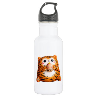 Bouteille D'eau Cute Kawaii 3D Tiger with Boba Tea Stainless Steel