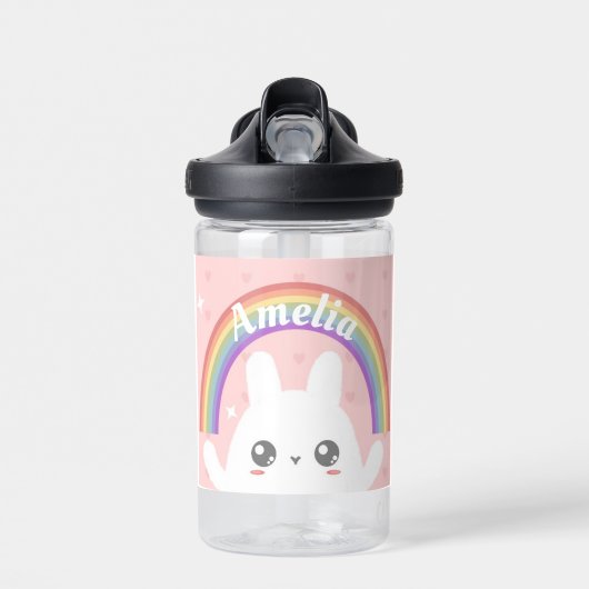 Bouteille D'eau Cute Kawaii Bunny et Rainbow Personnalisé (Avant)