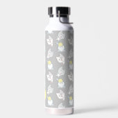 Bouteille D'eau Cute Kawaii Chat Motif gris jaune Monogramme (Gauche)