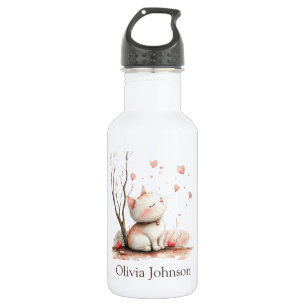 Bouteille D'eau Cute Kitten personnalisé avec les coeurs