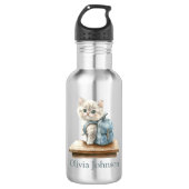 Bouteille D'eau Cute Kitten with Backpack Personalized (Devant)