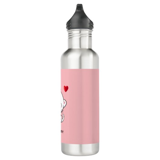 Bouteille D'eau Cute Kitty Chat & Coeur en rose (Droite)