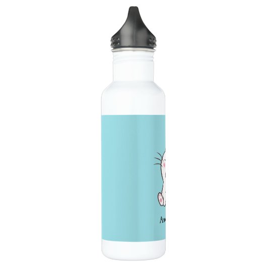 Bouteille D'eau Cute Kitty Chat & Coeur sur bleu clair (Gauche)