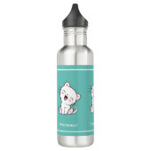 Bouteille D'eau Cute Kitty Chat & Coeur sur Turquoise (Gauche)