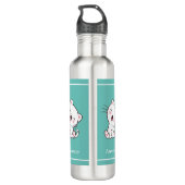 Bouteille D'eau Cute Kitty Chat & Coeur sur Turquoise (Dos)