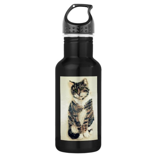 Bouteille D'eau Cute Kitty Tabby Cat Art (Devant)