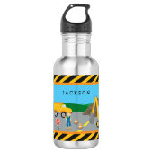 Bouteille D'eau Cute Little Boy Construction Véhicule Monogramme (Devant)
