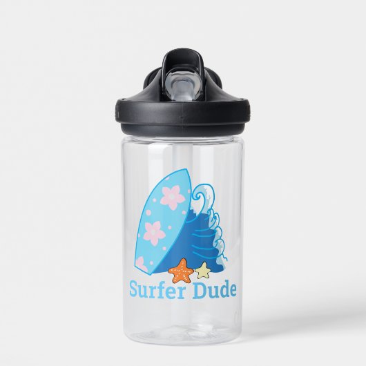 Bouteille D'eau Cute Little Surfer Dude Surfboard et Wave (Avant)