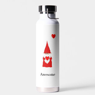Bouteille D'eau Cute Magic Gnome avec cœur sur fond blanc