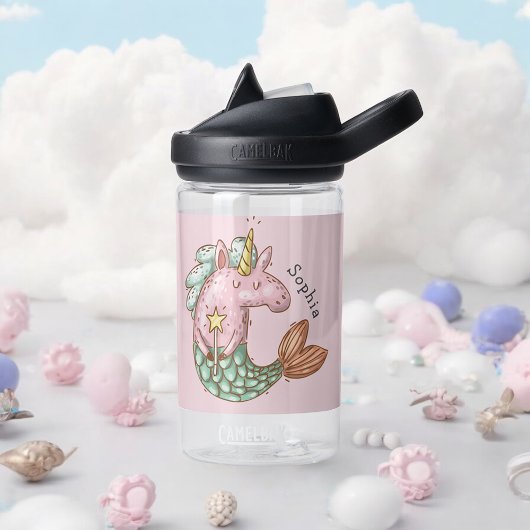 Bouteille D'eau Cute Mermaid Unicorn avec nom