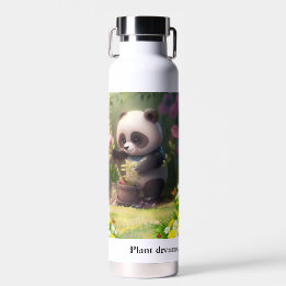 Bouteille D'eau Cute Panda jardinage Fleurs Papillons Citation