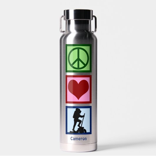 Bouteille D'eau Cute Personalized Hiker Peace Love Randonnée (Avant)