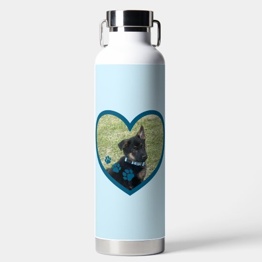 Bouteille D'eau Cute Personnalisé Chien Marcher Buddy Heart Photo (Avant)
