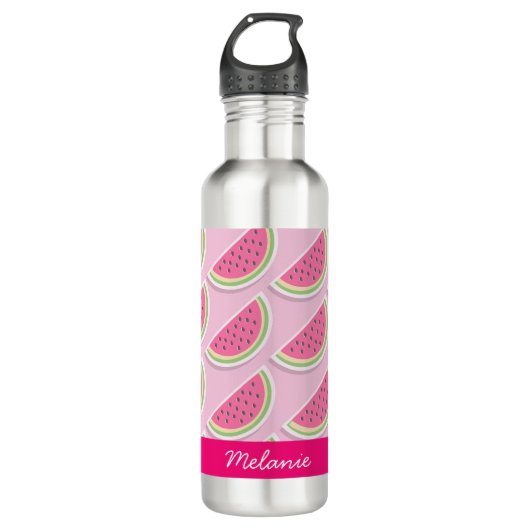 Bouteille D'eau Cute Pink Watermelon Pattern Personalised (Devant)