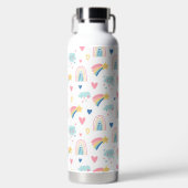 Bouteille D'eau Cute Rainbow Hearts & Clouds Motif (Avant)