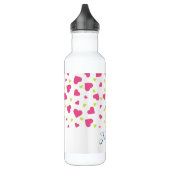 Bouteille D'eau Cute rose et vert Tumbling Hearts Motif (Gauche)
