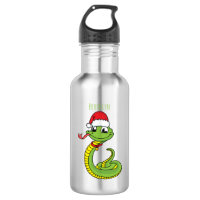 Cute serpent vert avec chapeau santa dessin animé
