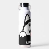 Bouteille D'eau Cute Siberian Husky nom personnalisé (Avant)
