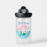 Bouteille D'eau Cute sirène avec cheveux roses Personnalisé<br><div class="desc">L'adorable dessin animé d'une sirène aux cheveux roses et aux yeux bleus. Bouteille d'eau pour enfant personnalisée.</div>