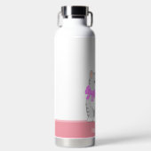 Bouteille D'eau Cute Tabby Chat & Coeurs sur Rose & Blanc (Avant)