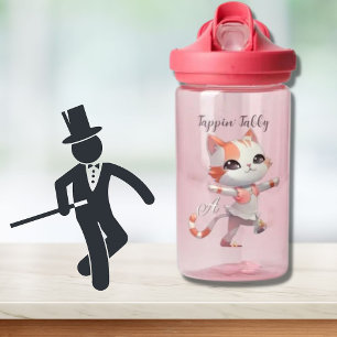 Bouteille D'eau Cute Tap Dancing Tabby Chat Monogramme Personnalis