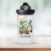 Bouteille D'eau Cute Trex Dinosaur conduisant un véhicule de const