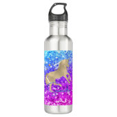 Bouteille D'eau Cute unicorn rose Parties scintillant arc-en-ciel  (Devant)