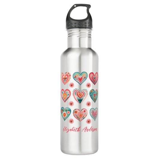 Bouteille D'eau Cute Valentine Heart Pattern (Devant)