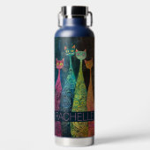 Bouteille D'eau Cute Whimsical Chats avec nom (Avant)