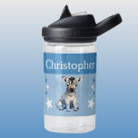 Bouteille D'eau Cute zebra ajouter nom avec étoiles enfants bleu<br><div class="desc">Bouteille d'eau CamelBak Eddy® pour enfants. Personnalisez avec un nom. Cette bouteille d'eau présente un joli zèbre avec des étoiles dans les couleurs bleu et blanc.</div>