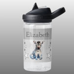 Bouteille D'eau Cute zebra ajouter nom avec étoiles enfants gris<br><div class="desc">Bouteille d'eau CamelBak Eddy® pour enfants. Personnalisez avec un nom. Cette bouteille d'eau présente un joli zèbre avec des étoiles dans les couleurs gris et blanc.</div>