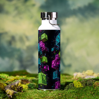 Bouteille D'eau Cyan Magenta Lime Cyberpunk | Extrêmement 3D