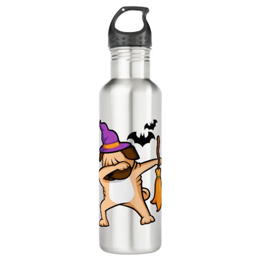 Bouteille D'eau Dabbing Halloween Carlin chien (Devant)