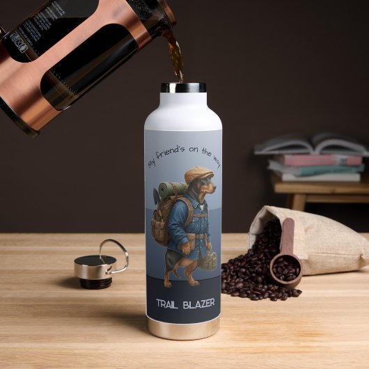 Bouteille D'eau Dachshund Trail Blazer Hiker Drawstring Adventure  (Café)
