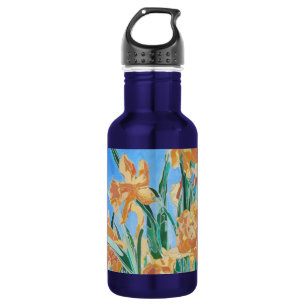 Bouteille D'eau Daffodiles d'or en fleurs Gras Line Art