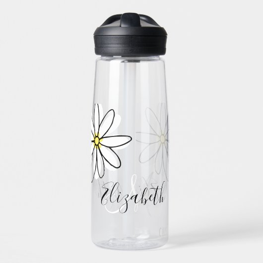 Bouteille D'eau Daisy Doodle Fleur Personnalisé Monogramme (Avant)