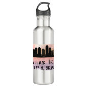 Bouteille D'eau Dallas TX Skyline Latitude et Longitude (Devant)