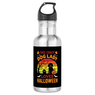 Bouteille D'eau Dame Chien Fou Aime Halloween Design Vintage