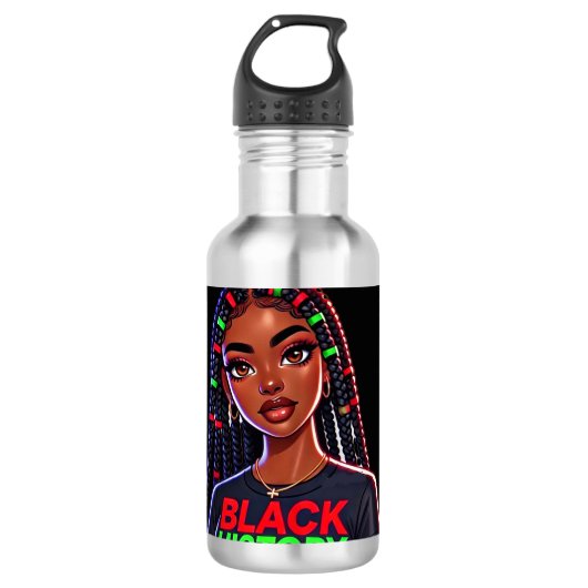 Bouteille D'eau Dame d'histoire noire (Devant)